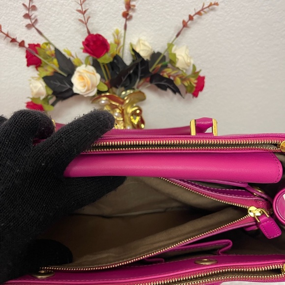 Five (5) Compartments MCM Fuchsia Satchel Bag - Picture 12 of 14